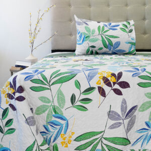 Quilt Stitchy Estampado 1.5 Plazas / Ramas Verde y Azul - Doral