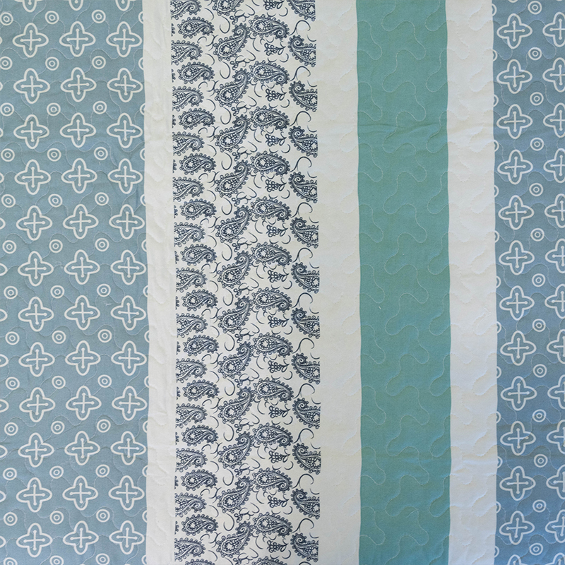 Quilt Stitchy Estampado 2 Plazas / Franjas Turquesa y Blanco - Doral - Imagen 2
