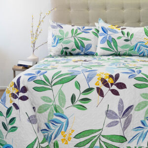 Quilt Stitchy Estampado 2 Plazas / Ramas Verde y Azul - Doral