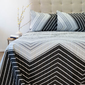 Quilt Stitchy Estampado 2 Plazas / ZigZag Gris y Negro - Doral
