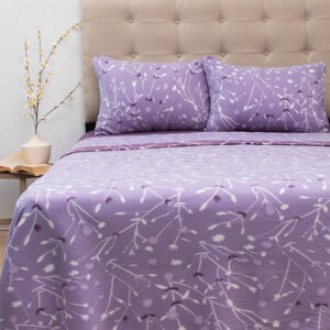 Sábanas de Polar Composé 2 Plazas / Ramas Lila Blanco  - Doral