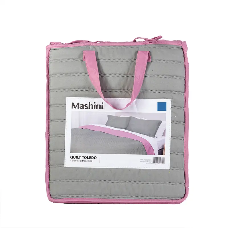 Quilt Toledo Liso 2 Plazas / Verde y Rosado - Mashini - Imagen 4