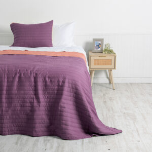 Quilt Toledo Liso 1.5 Plazas / Morado y Coral - Mashini