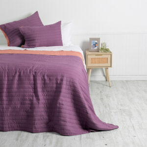 Quilt Toledo Liso 2 Plazas / Morado y Coral - Mashini