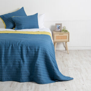 Quilt Toledo Liso 2 Plazas / Azul y Amarillo - Mashini