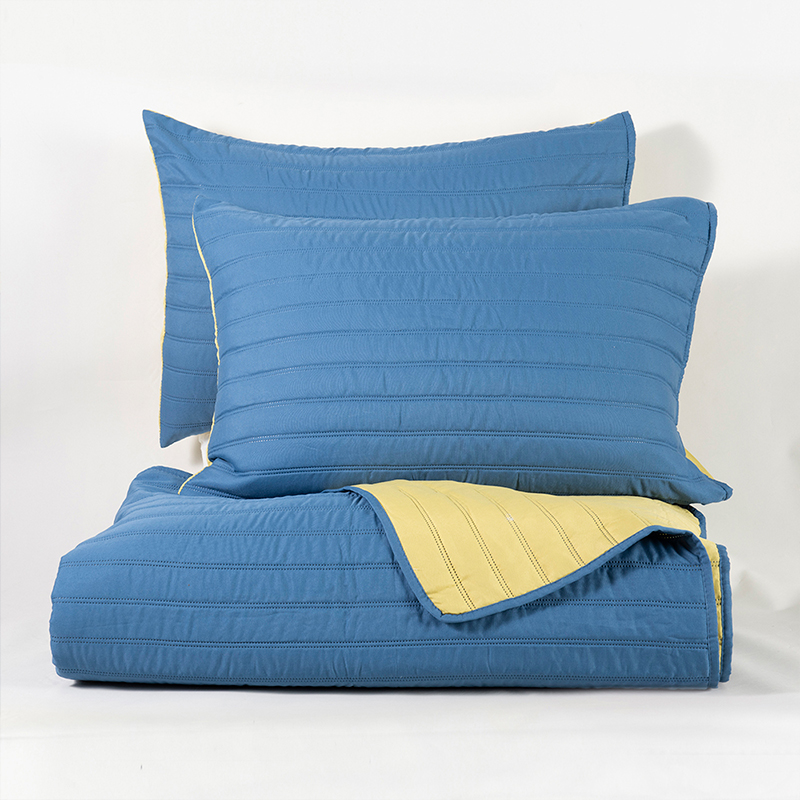 Quilt Toledo Liso 2.5 Plazas / Azul y Amarillo - Mashini - Imagen 2