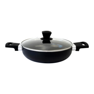 Arrocera Lombardi C/Tapa Vidrio 24cm / Negro - Doral