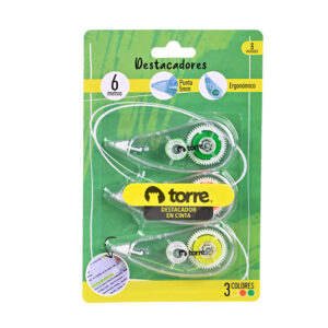 Blíster Destacadores en Cinta 3 Colores Mix UBL - Torre