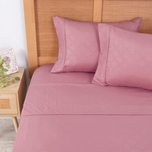 Sábana Microfibra Embossed 2 Plazas / Rosado - Plumetti