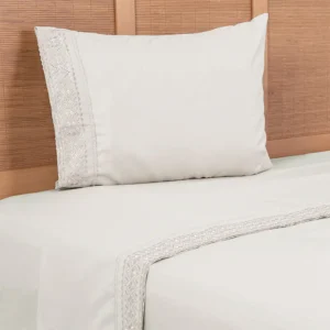 Sábanas Microfibra Broderie 1.5 Plazas / Beige - Plumetti