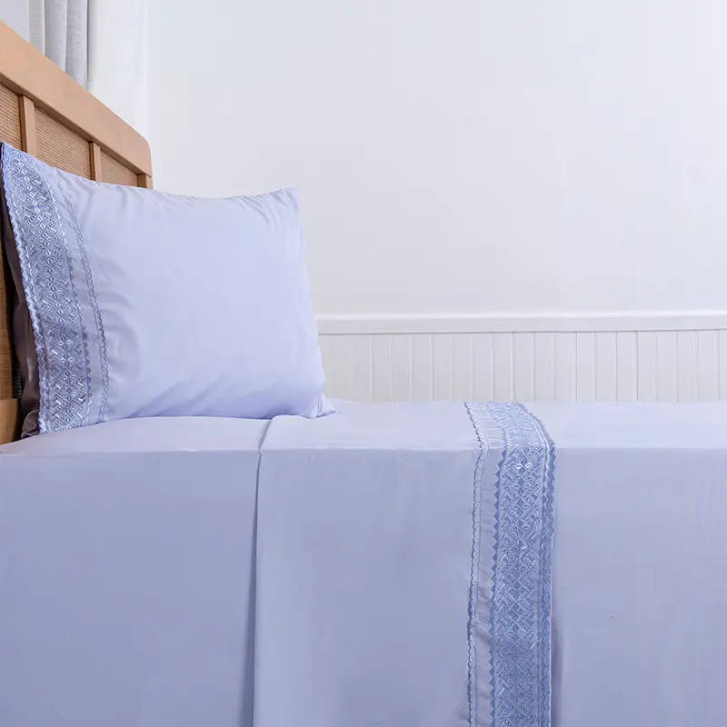 Sábanas Microfibra Broderie 1.5 Plazas / Morado - Plumetti - Imagen 3