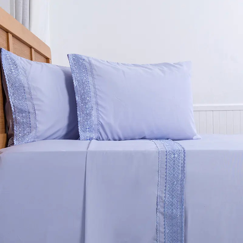 Sábanas Microfibra Broderie 2 Plazas / Morado - Plumetti - Imagen 3