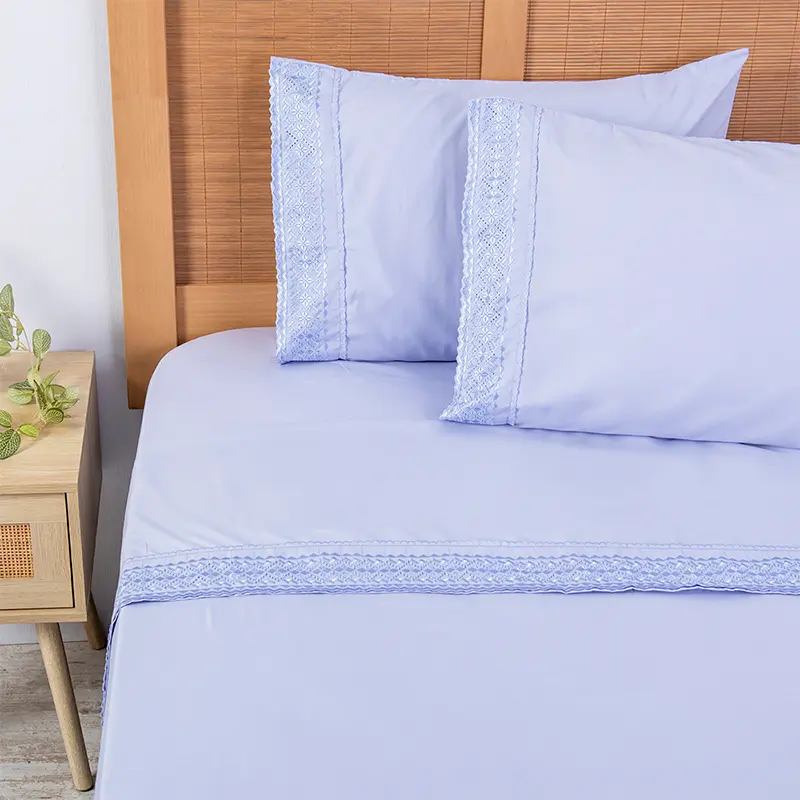 Sábanas Microfibra Broderie 2 Plazas / Morado - Plumetti