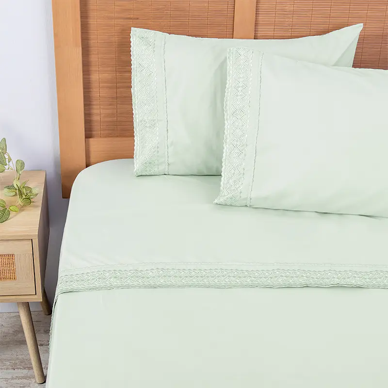 Sábanas Microfibra Broderie 2 Plazas / Verde - Plumetti