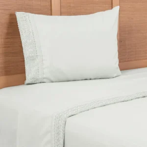 Sábanas Microfibra Broderie 1.5 Plazas / Celeste - Plumetti