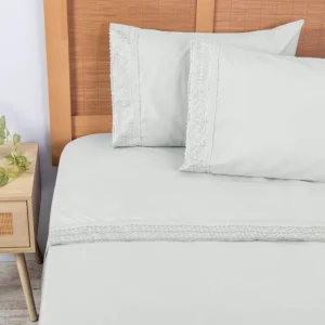 Sábanas Microfibra Broderie 2 Plazas / Celeste - Plumetti