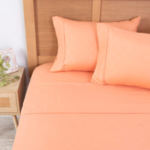 Sábana Microfibra Embossed 2.5 Plazas / Coral - Plumetti
