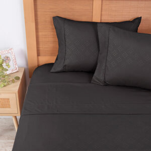 Sábana Microfibra Embossed 2.5 Plazas / Negro - Plumetti