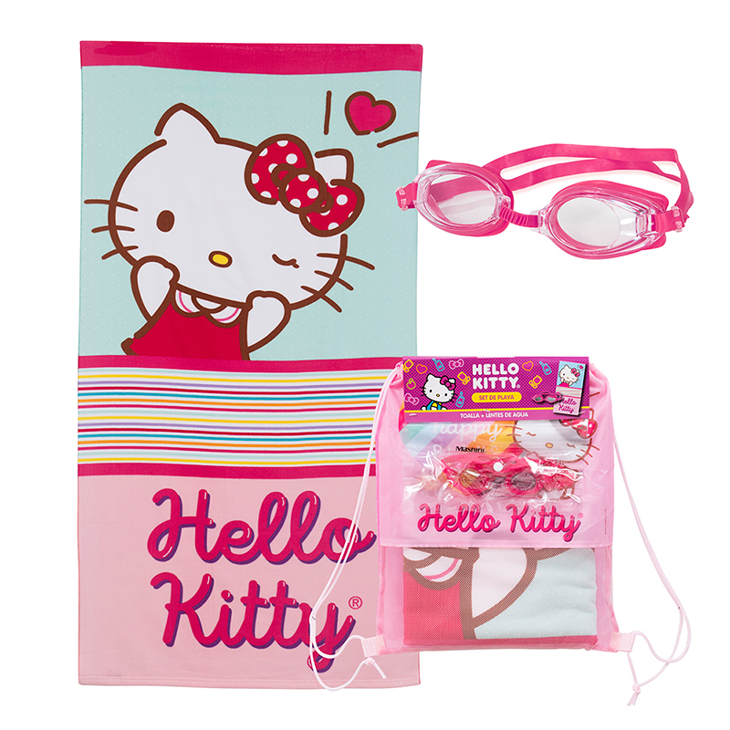 Set Toalla 70x140cm + Lentes de Agua /Hello Kitty Raya - Mashini
