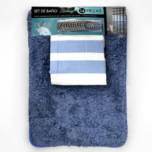Set de Baño 14 Piezas Sidney / Franjas Azul - Doral