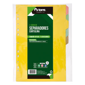 Separador Oficio Cartulina 6 Posiciones - Torre