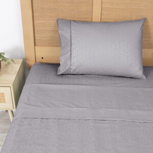 Sábanas Microfibra Embossed 1.5 Plazas / Gris - Plumetti