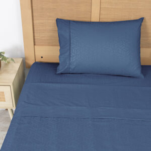 Sábanas Microfibra Embossed 1.5 Plazas / Azul - Plumetti