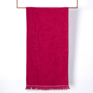 Toalla de Playa 3D 80×160 cm. Algodón Jacquard / Flores Fucsia – Mashini