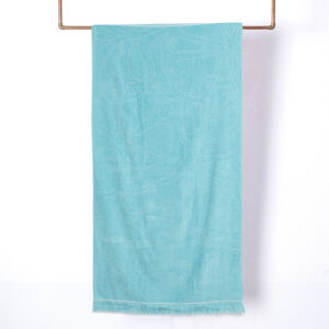 Toalla de Playa 3D 80×160 cm. Algodón Jacquard / Flores Turquesa – Mashini