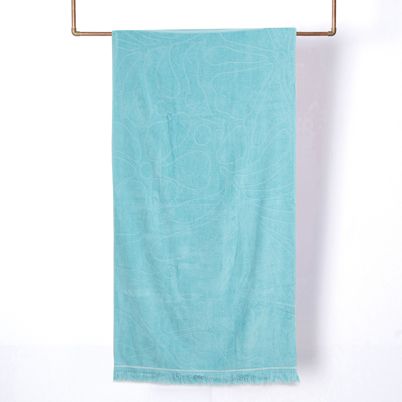 Toalla de Playa 3D 80×160 cm. Algodón Jacquard / Flores Turquesa – Mashini