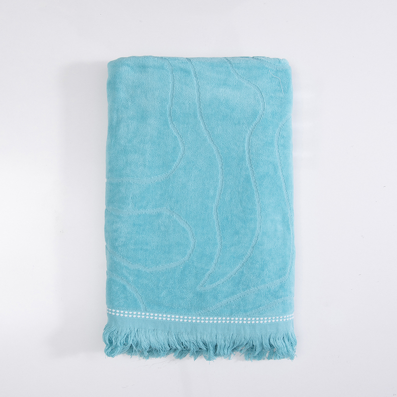 Toalla de Playa 3D 80×160 cm. Algodón Jacquard / Flores Turquesa – Mashini - Imagen 3