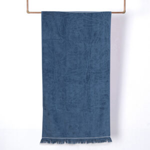 Toalla de Playa 3D 80×160 cm. Algodón Jacquard / Flores Azul – Mashini