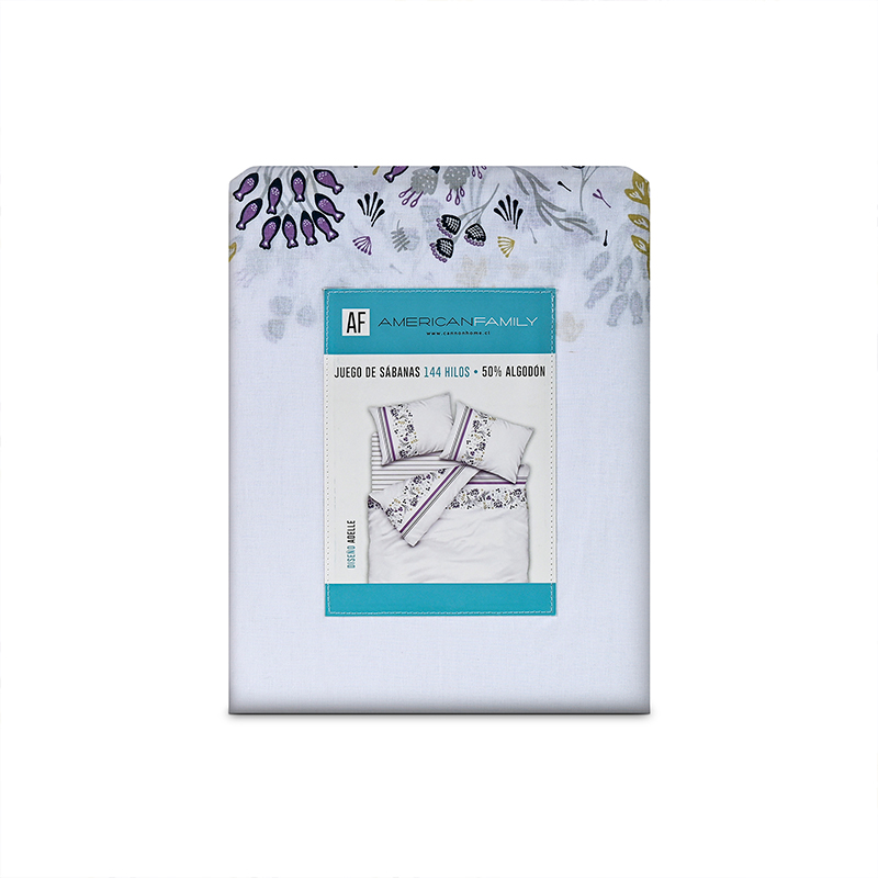 Juego de Sábanas Estampadas 144 Hilos 1 Plaza / Adelle Gris - American Family - Imagen 4