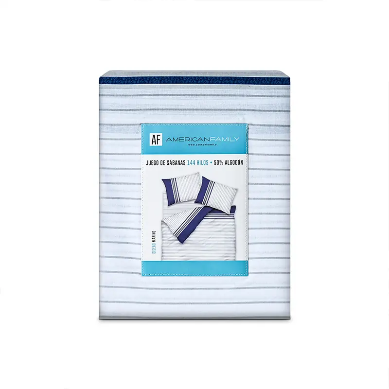Juego de Sábanas Estampadas 144 Hilos 2 Plazas / Marino Piedra - American Family - Imagen 4