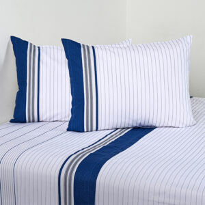 Juego de Sábanas Estampadas 144 Hilos 2.5 Plazas / Marino Piedra - American Family