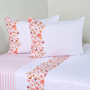 Juego de Sábanas Estampadas 144 Hilos 2 Plazas / Trópico Coral - American Family