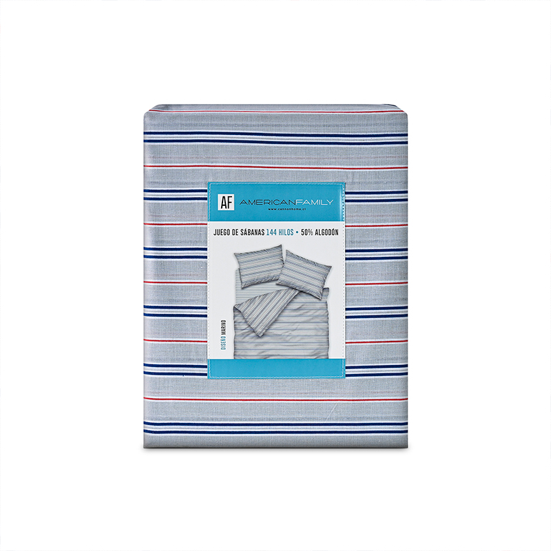 Juego de Sábanas Estampadas 144 Hilos 2 Plazas / Marino Rojo - American Family - Imagen 4