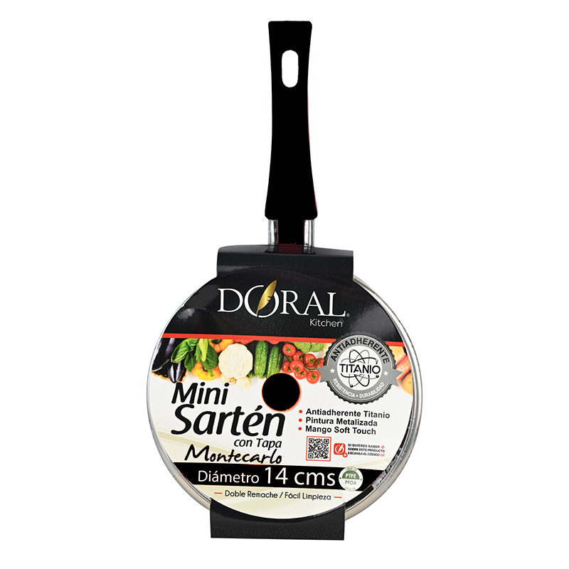 Mini Sartén Aluminio C/Tapa 14 cm. / Negro - Doral - Imagen 2