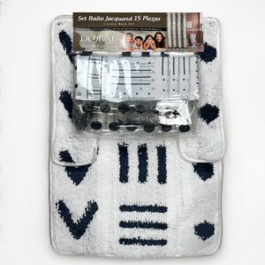 Set de Baño 15pcs Jacquard / Líneas y Puntos Azul y Blanco - Doral