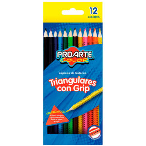 Lápices de Colores Triangulares con Grip 12 Und - Proarte