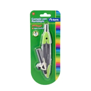 Compas Plástico c/Lápiz y Tapa Seguridad / Verde - Torre