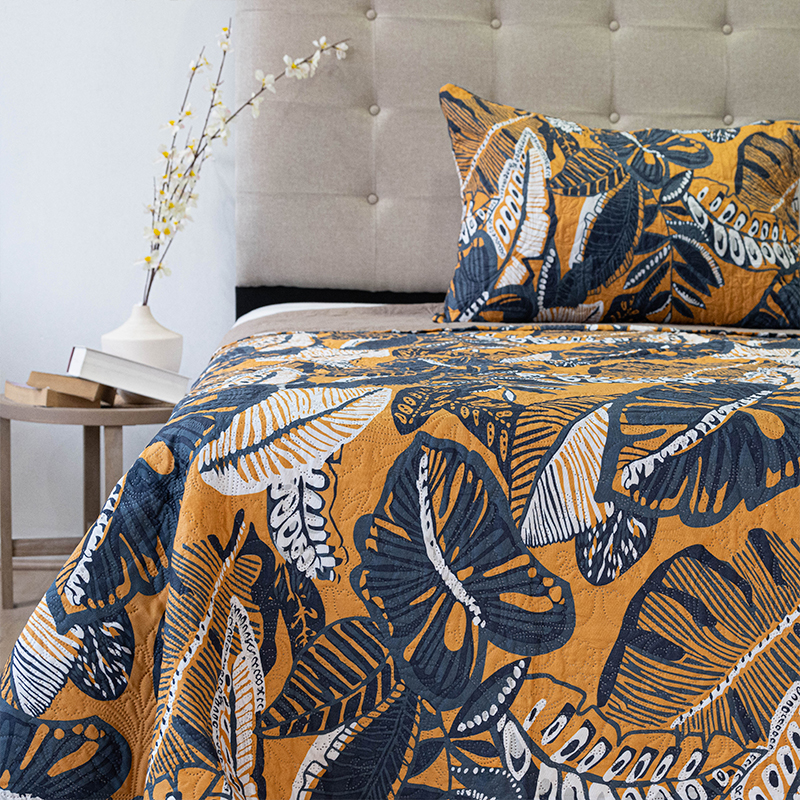 Quilt Hotpress Estampado 1.5 plazas / Jungla Azul Salmón - Doral