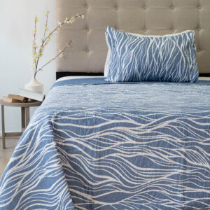 Quilt Hotpress Estampado 1.5 plazas / Ondas Azul Blanco - Doral