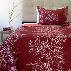 Quilt Hotpress Estampado 1.5 plazas / Ramas Rojo Blanco - Doral