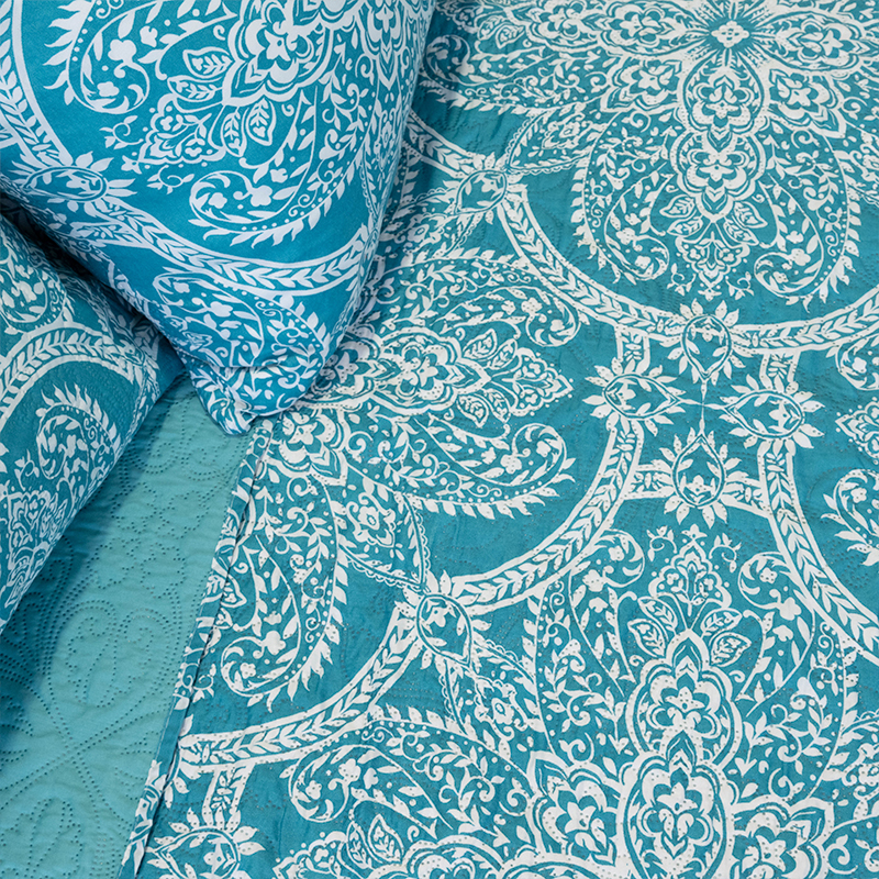 Quilt Hotpress Estampado 2.5 Plazas / Flor Verde Blanco - Doral - Imagen 2