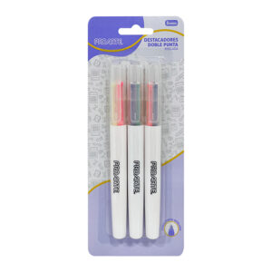 Set 3 Destacadores Doble Punta - Proarte