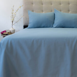 Sábana Microfibra Lisa 210 Hilos 2.5 Plazas / Azul Piedra - Doral