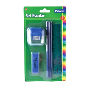 Set Escolar 2 Lápices Grafitos +Goma+Sacapunta+Regla / AZUL - Torre