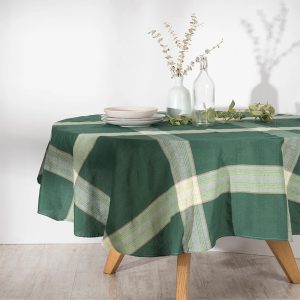 Mantel Tartán 180 cm Redondo / Verde - Mashini