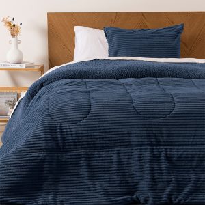 Plumón Corduroy Coral Sherpa 1.5 Plazas / Azul - Mashini